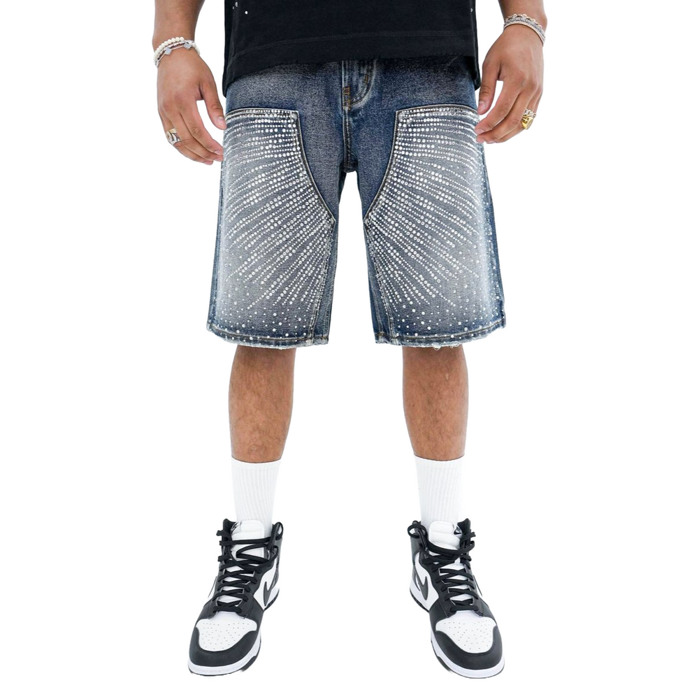 PREME 'DROPGEMS' INDIGO DENIM SHORTS