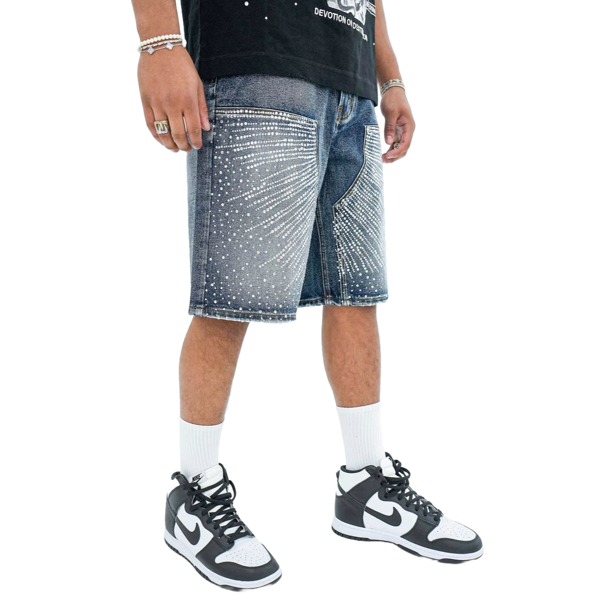 PREME 'DROPGEMS' INDIGO DENIM SHORTS