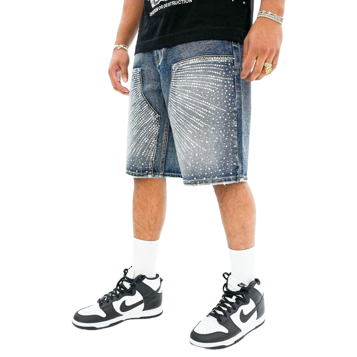 PREME 'DROPGEMS' INDIGO DENIM SHORTS