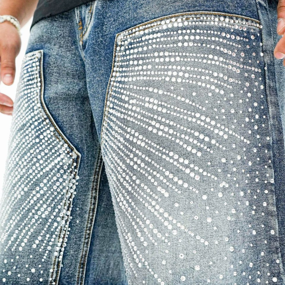 PREME 'DROPGEMS' INDIGO DENIM SHORTS