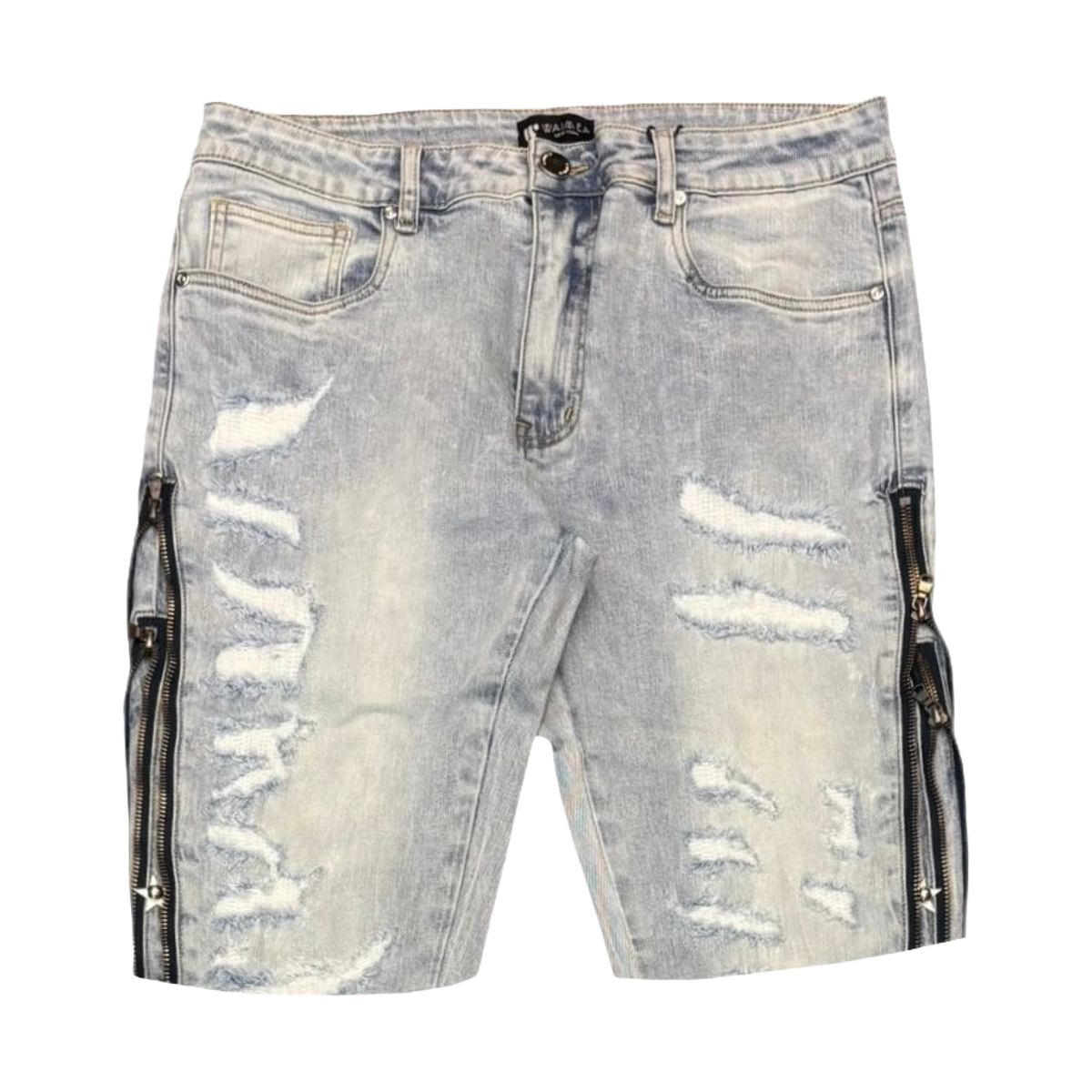 WAIMEA 'ZIPS' LIGHT BLUE DENIM SHORTS