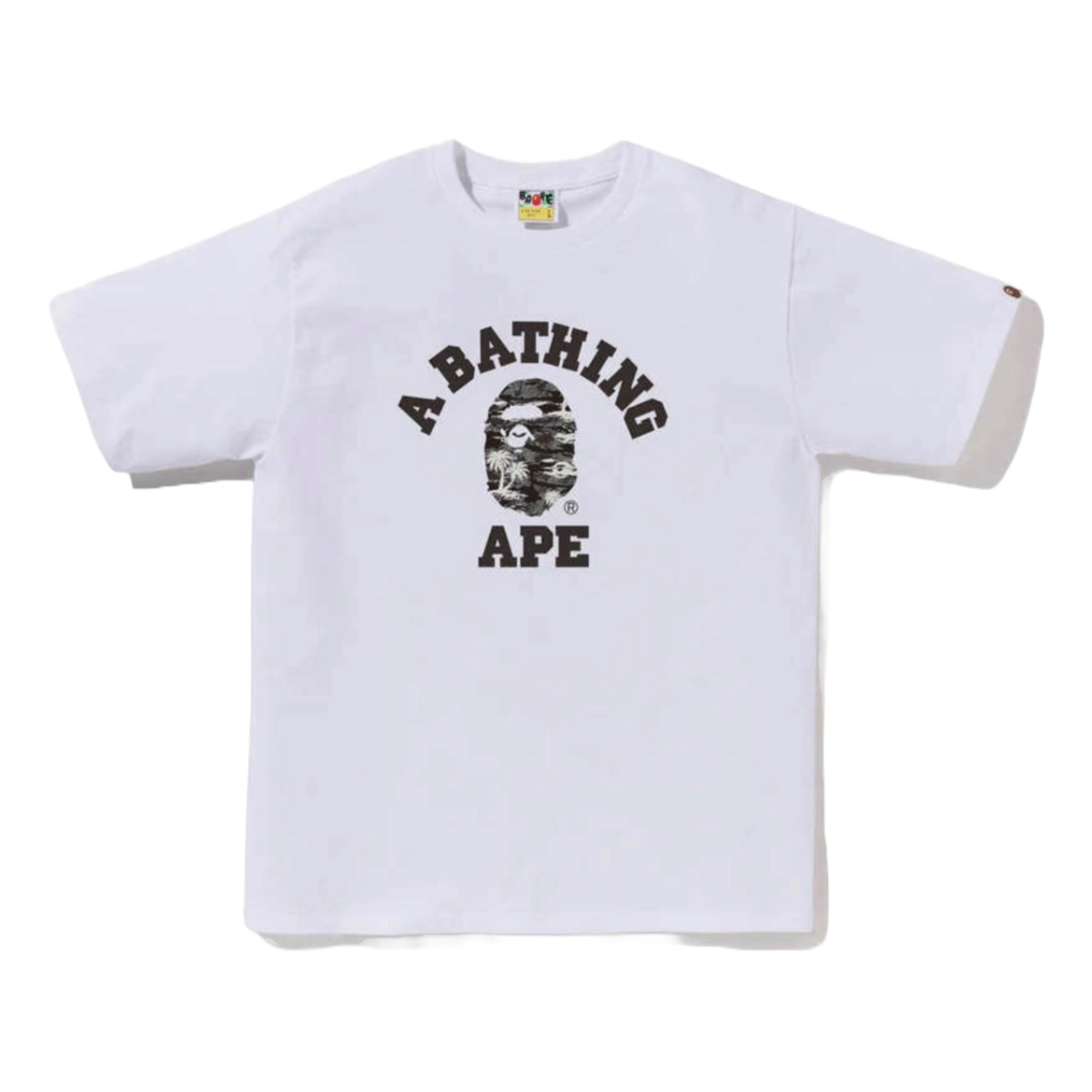 BAPE PALM TREE CAMO COLLEGE TEE - WHITE/BLACK