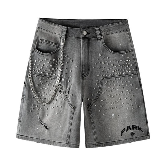 HP DOUBLE KNEE DENIM WORK SHORTS - BLACK WASH