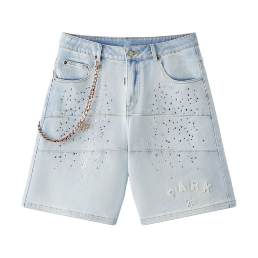 HP STUDDED PARK VELOCITY DENIM SHORT - LIGHT BLUE