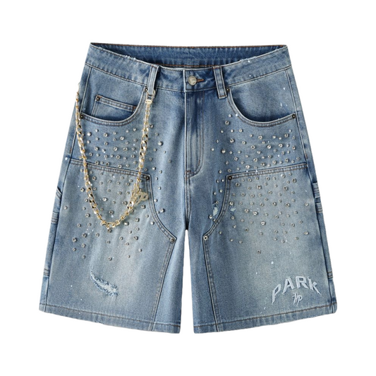 HP DOUBLE KNEE DENIM WORK SHORTS - BLUE