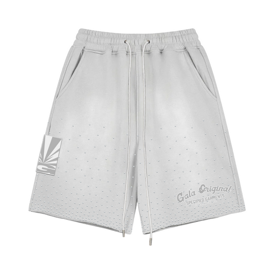 RHINESTONE TERRY SHORTS - LT GREY