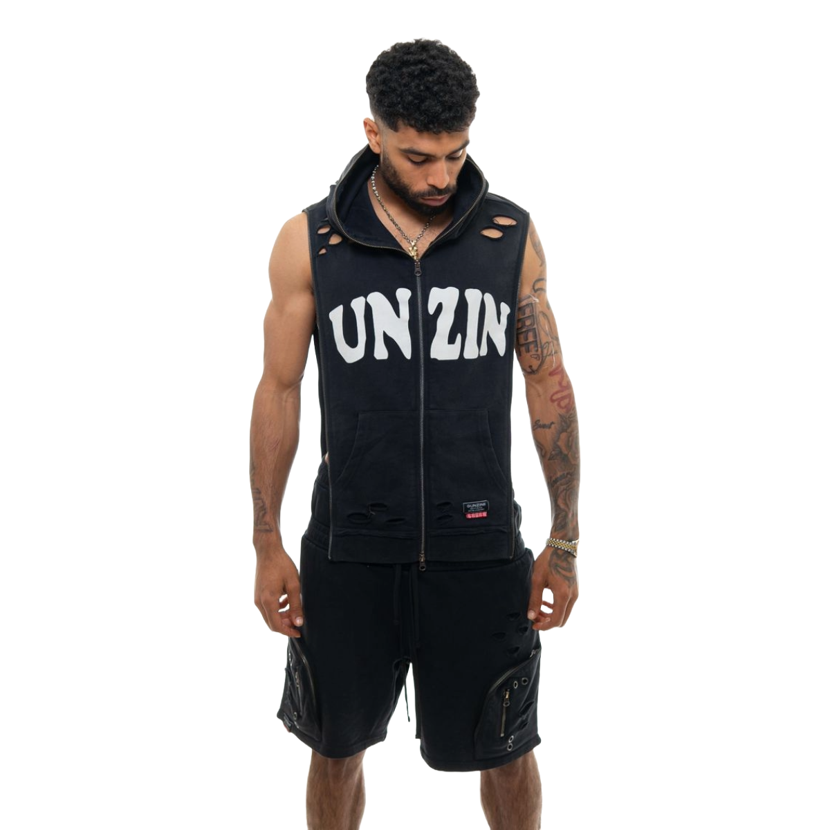 GUNZINII SS HOODIE - BLACK