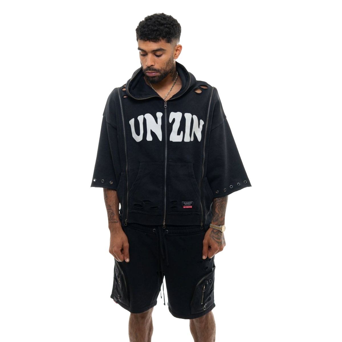 GUNZINII SS HOODIE - BLACK