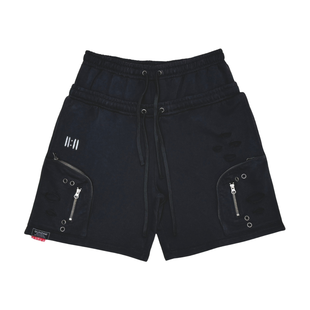 GUNZINII CARGO SWEATSHORTS - BLACK