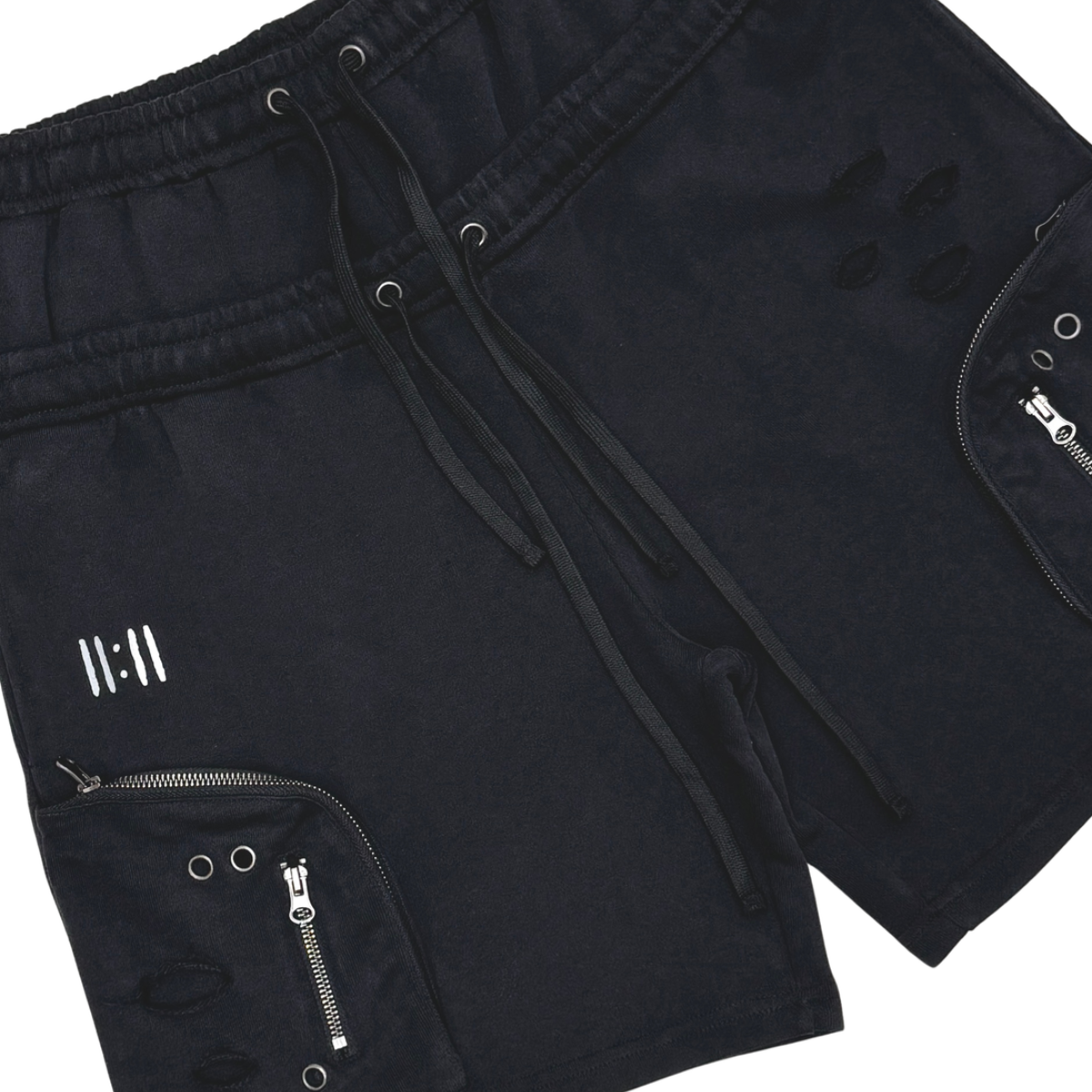 GUNZINII CARGO SWEATSHORTS - BLACK