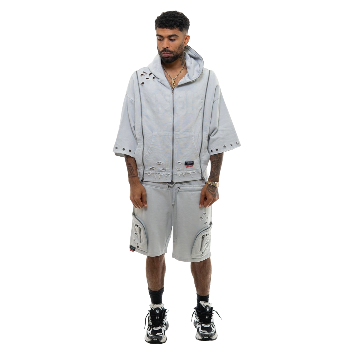 GUNZINII SS HOODIE - LT GREY