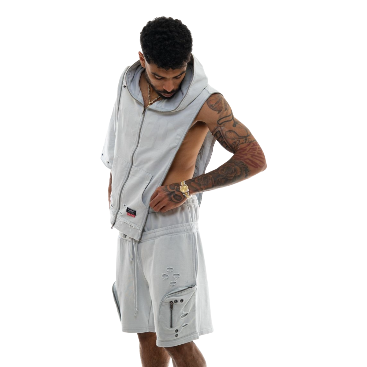 GUNZINII SS HOODIE - LT GREY