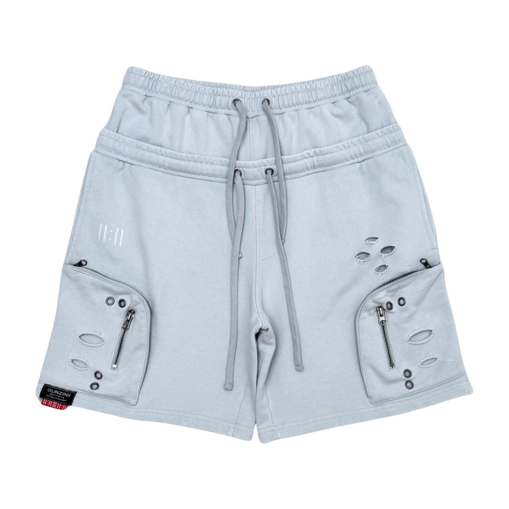 GUNZINII CARGO SWEATSHORTS - LT GREY