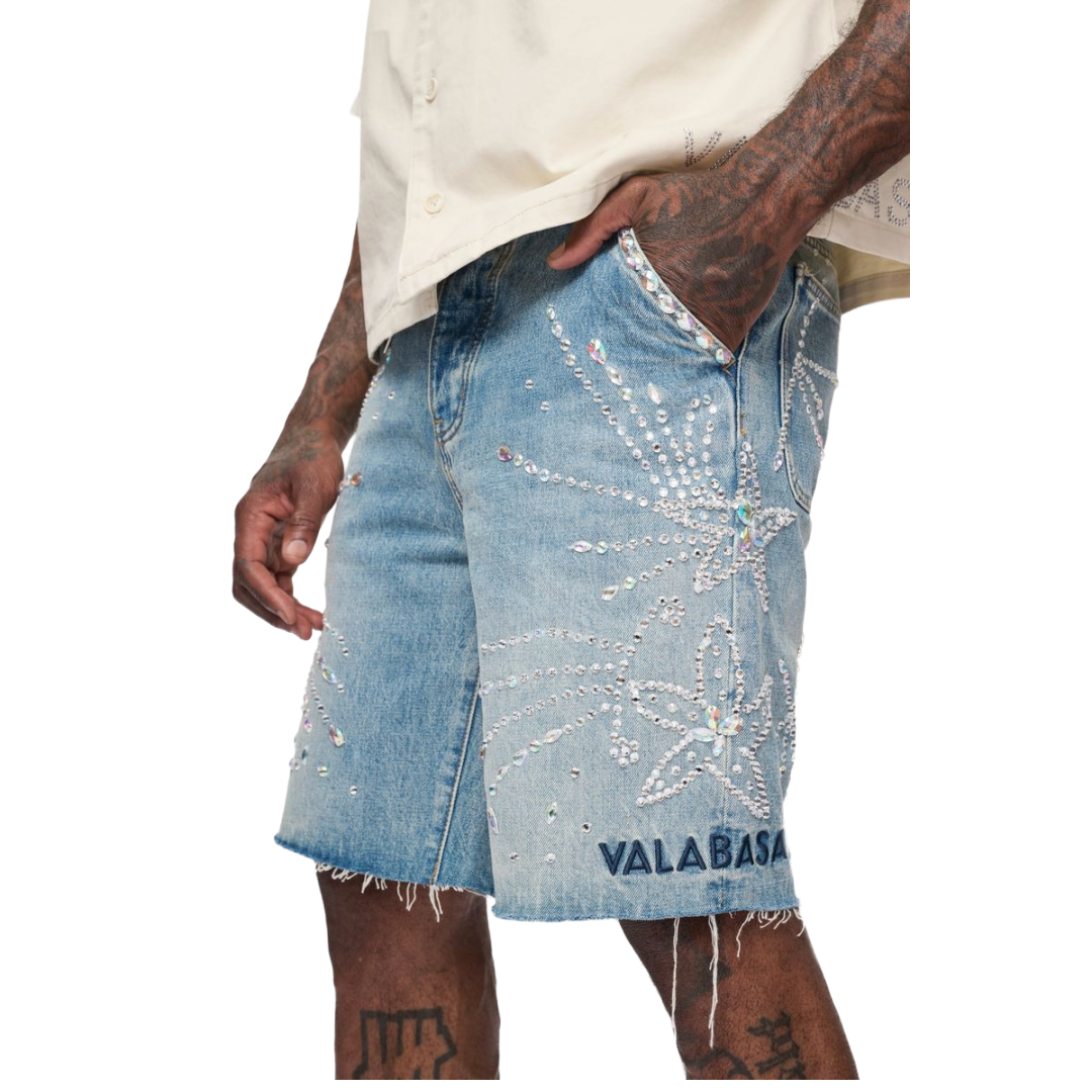 VALABASAS "SAMBA" DENIM SHORTS BLUE