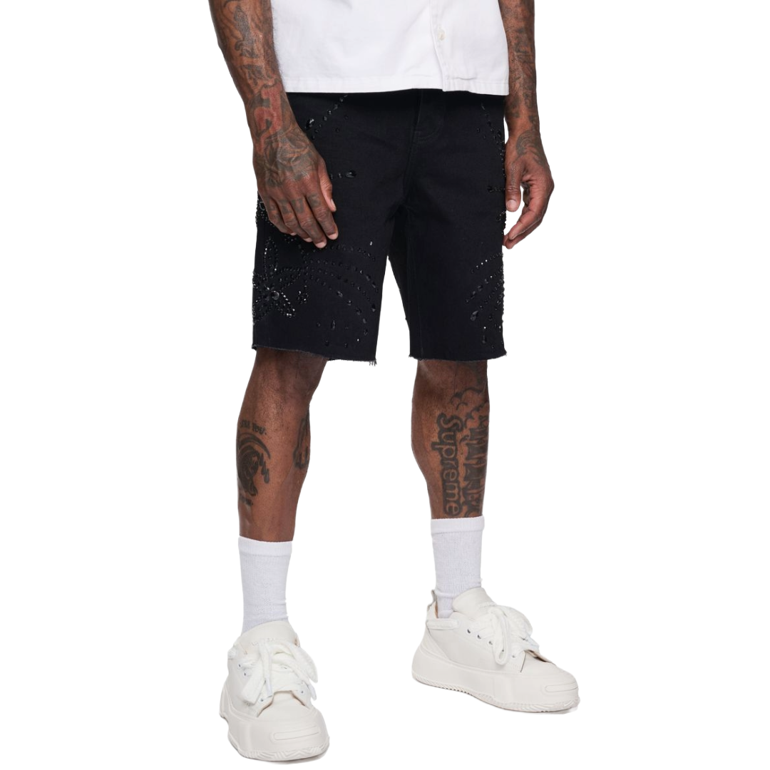 VALABASAS "SAMBA" DENIM SHORTS BLACK