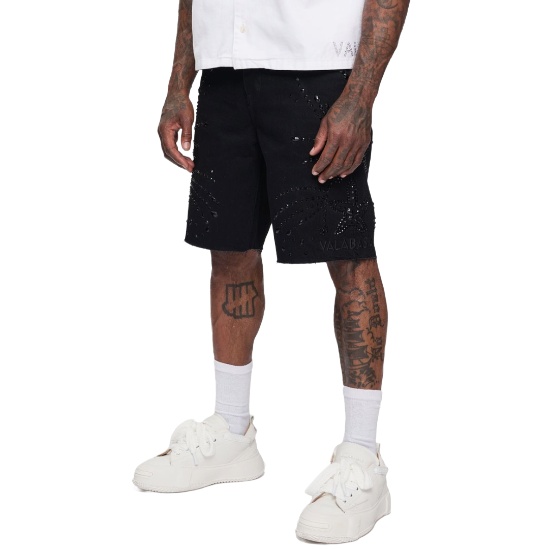 VALABASAS "SAMBA" DENIM SHORTS BLACK