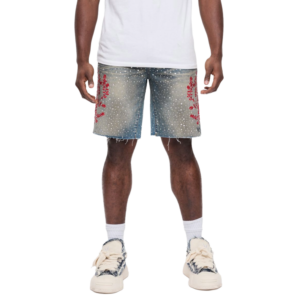 VALABASAS "WRITTEN" DENIM SHORTS - BLUE