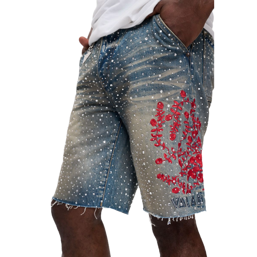 VALABASAS "WRITTEN" DENIM SHORTS - BLUE