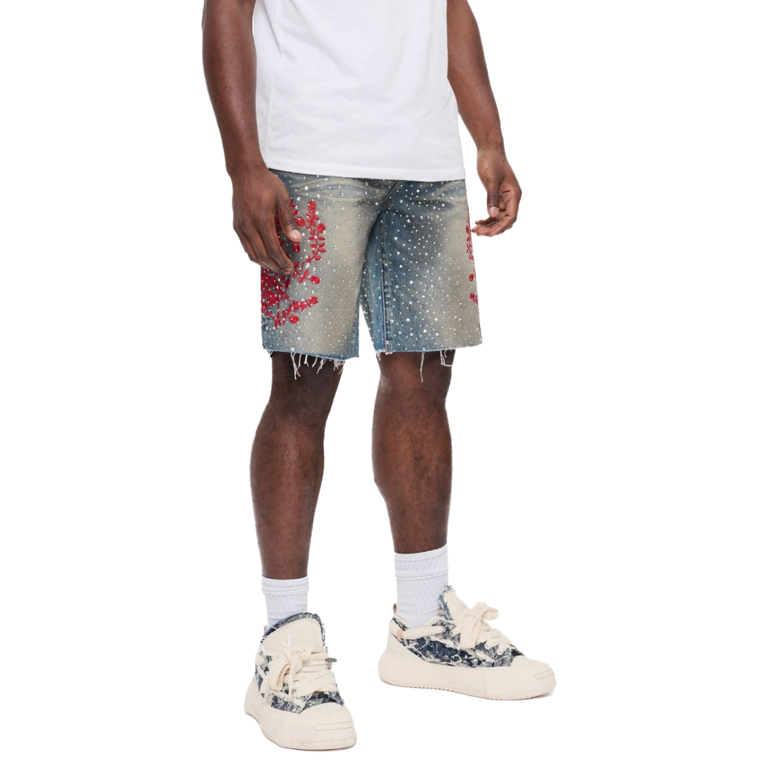 VALABASAS "WRITTEN" DENIM SHORTS - BLUE