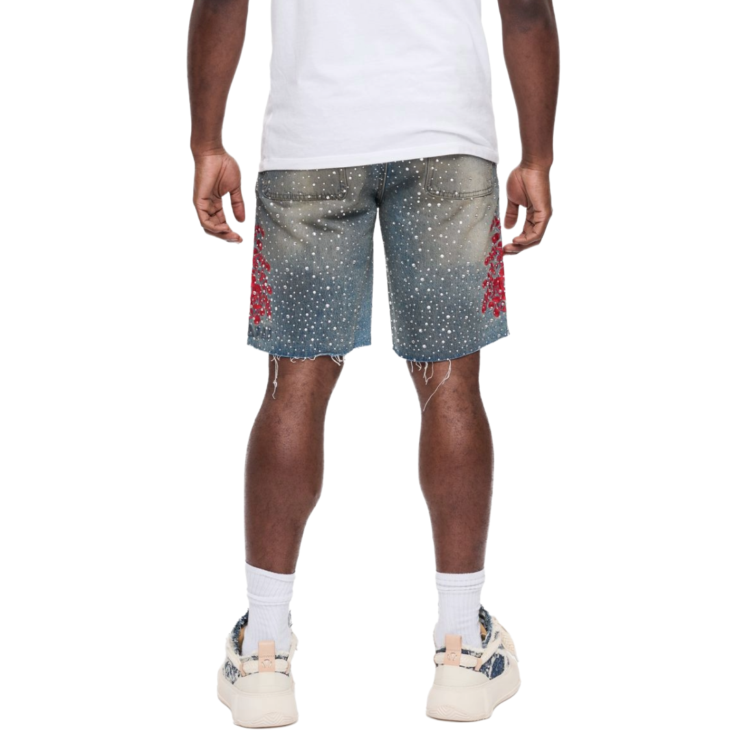 VALABASAS "WRITTEN" DENIM SHORTS - BLUE