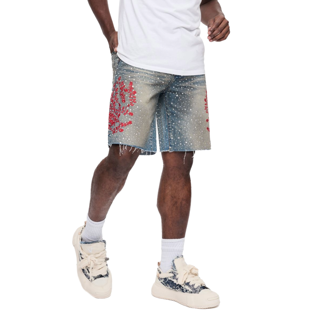 VALABASAS "WRITTEN" DENIM SHORTS - BLUE