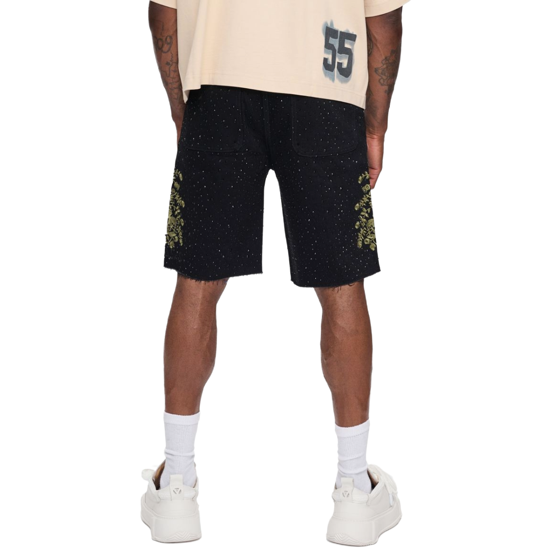 VALABASAS "WRITTEN" DENIM SHORTS - BLACK