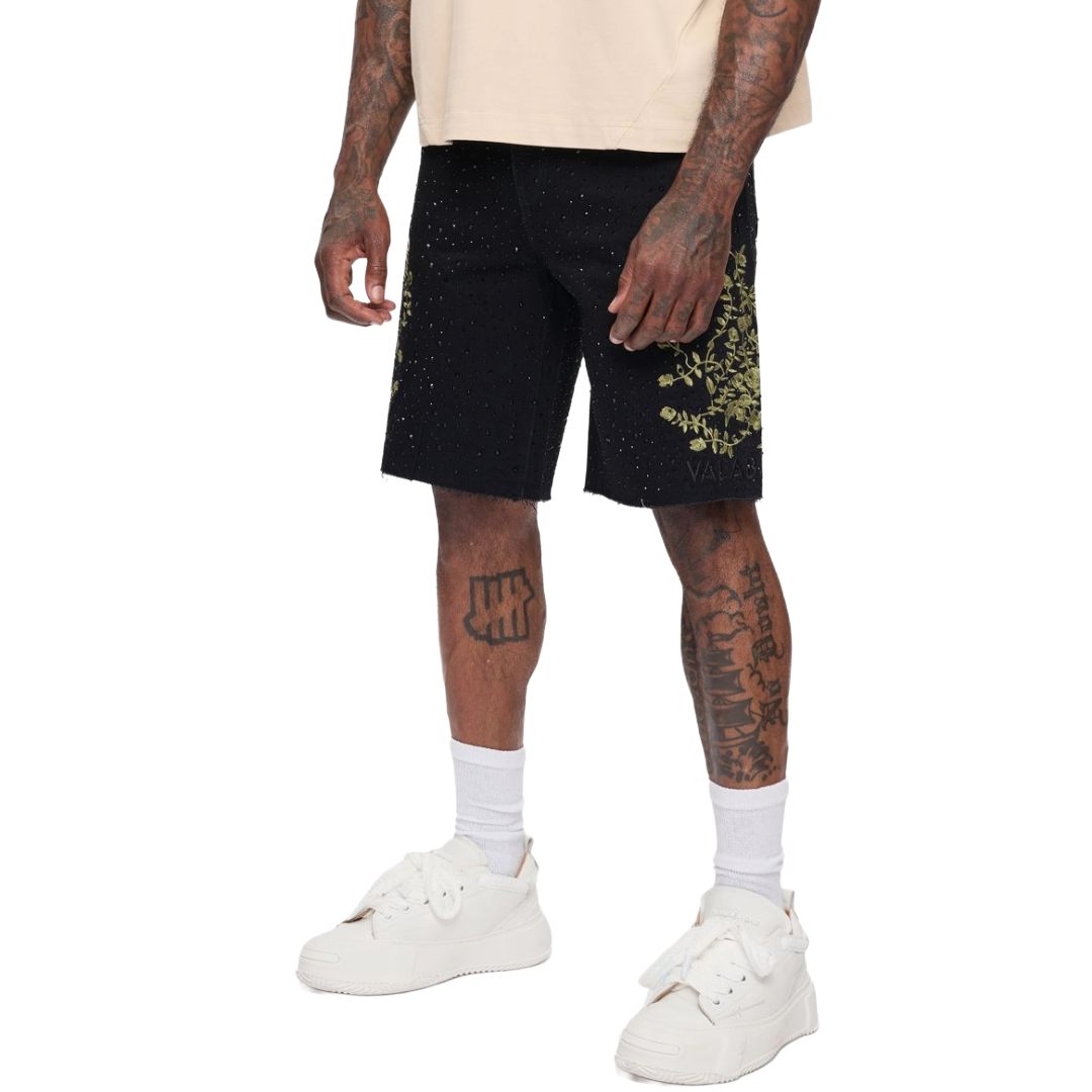 VALABASAS "WRITTEN" DENIM SHORTS - BLACK
