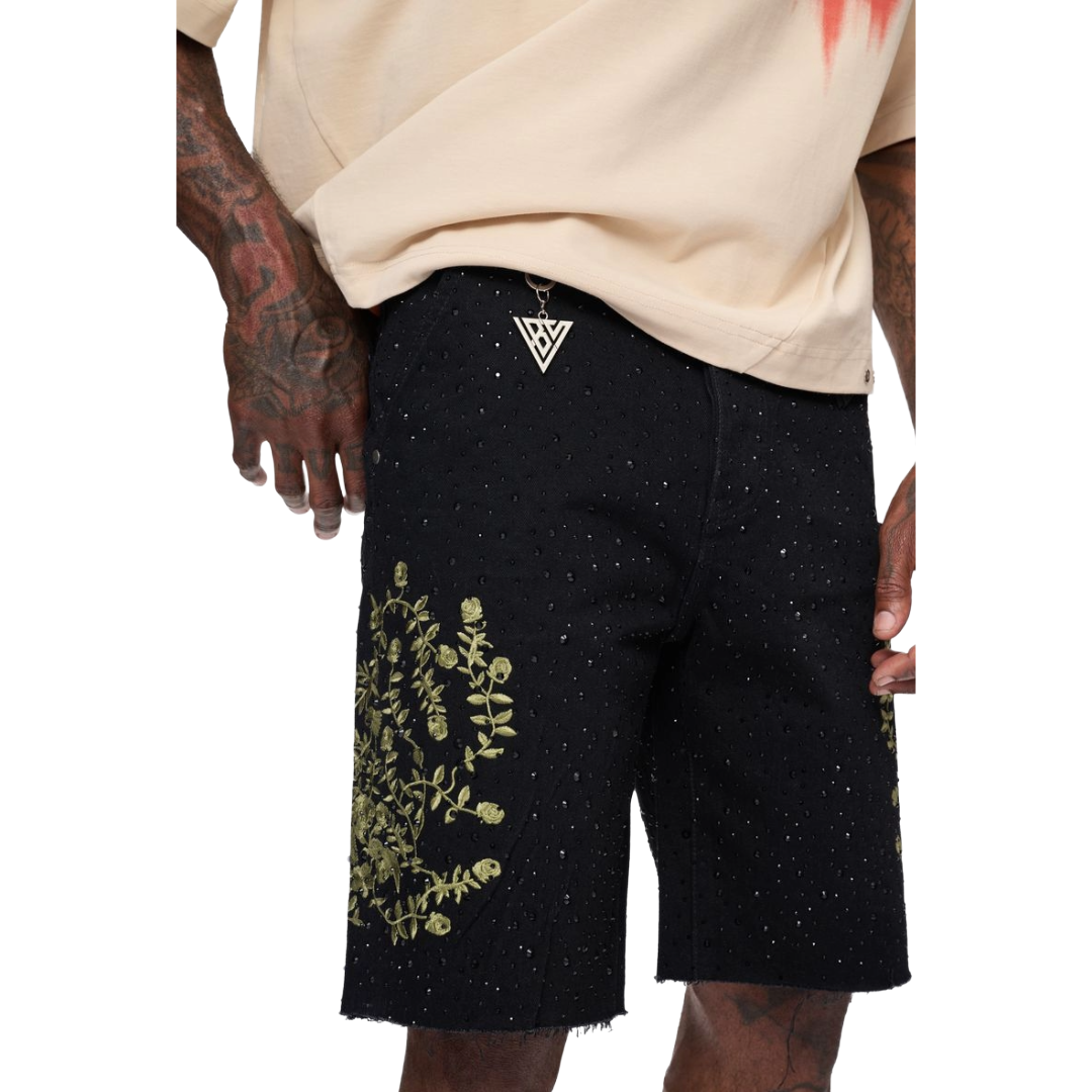 VALABASAS "WRITTEN" DENIM SHORTS - BLACK