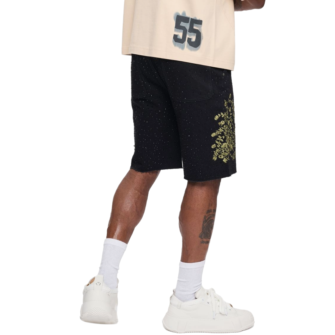 VALABASAS "WRITTEN" DENIM SHORTS - BLACK