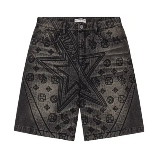 VALE SPADE DENIM JORTS - BLACK