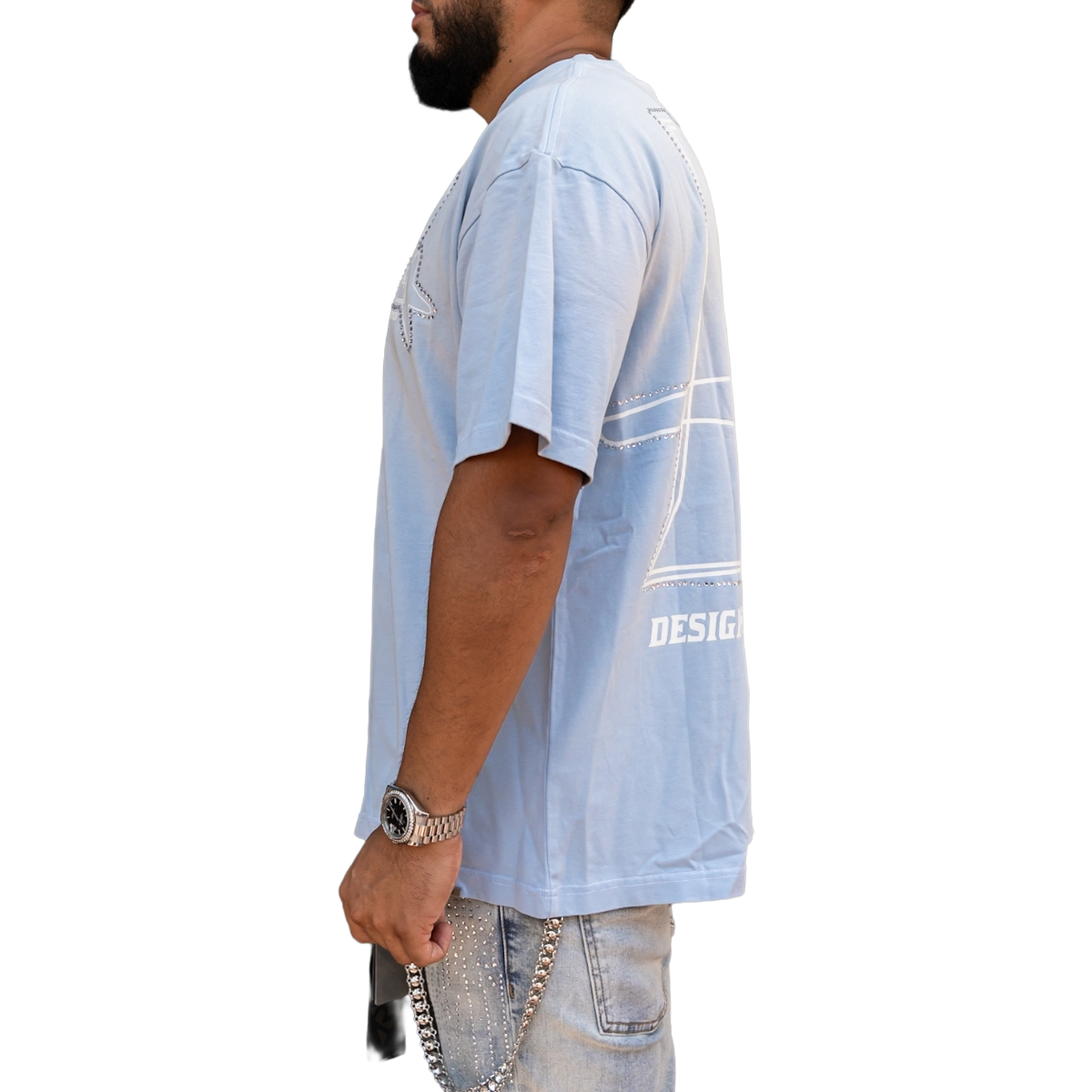 RVR 'LOGO' RHINESTONE TEE - BLUE