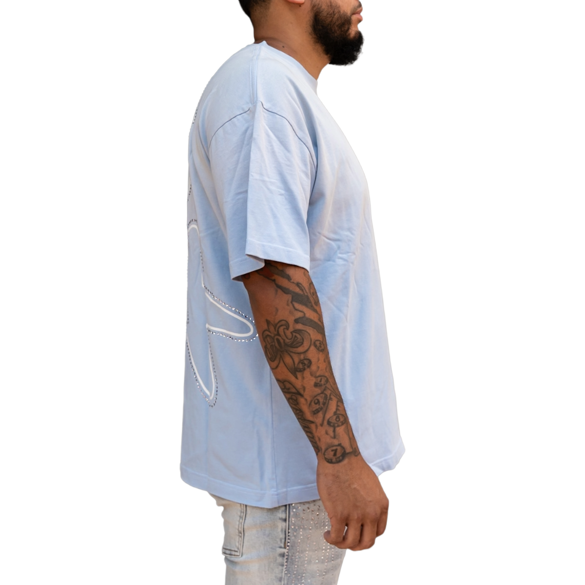 RVR 'LOGO' RHINESTONE TEE - BLUE