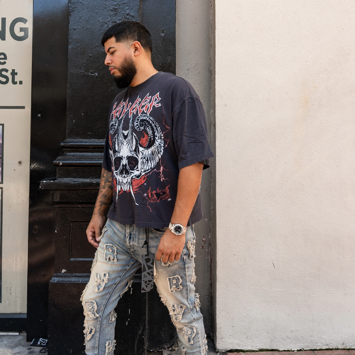RVR 'SKULL' TEE - GREY