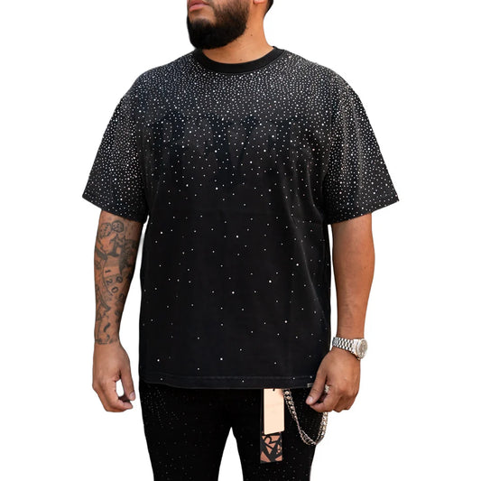 RVR 'RHINESTONE' WASHED TEE (BLK)
