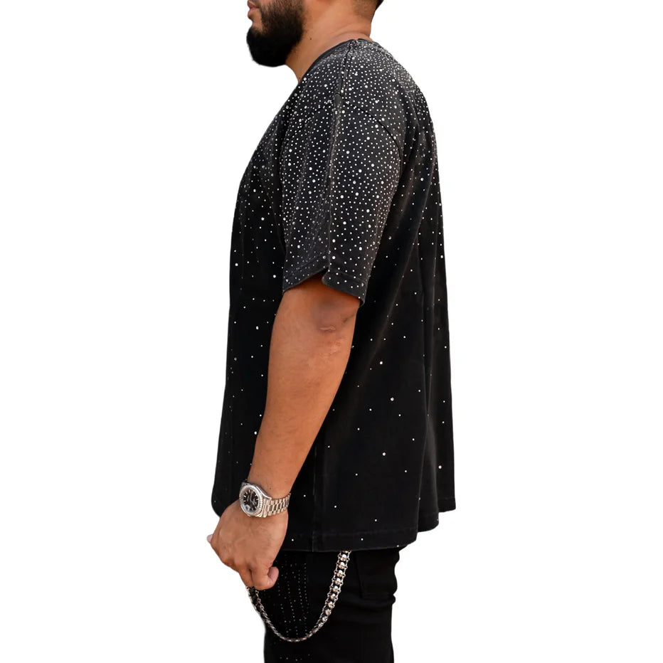 RVR 'RHINESTONE' WASHED TEE (BLK)
