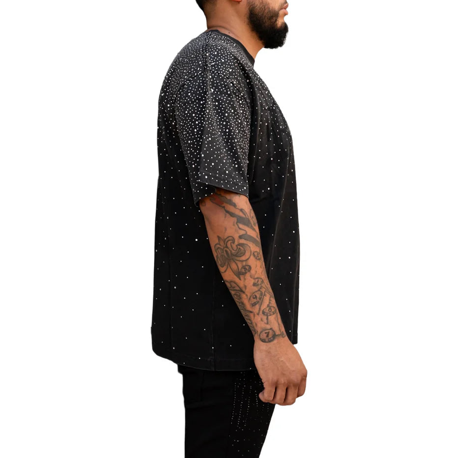 RVR 'RHINESTONE' WASHED TEE (BLK)