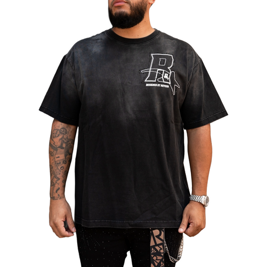 RVR 'LOGO' RHINESTONE TEE - BLACK