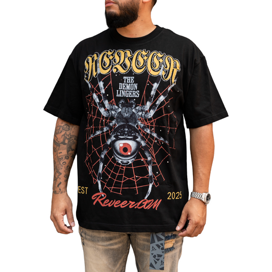 RVR 'SPIDER' RHINESTONE TEE - BLK/RED