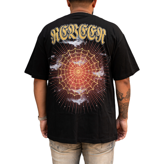 RVR 'SPIDER' RHINESTONE TEE - BLK/RED