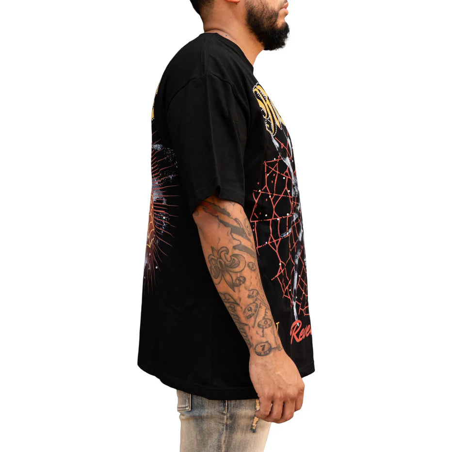 RVR 'SPIDER' RHINESTONE SS TEE (BLK)