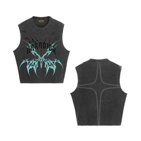 UNKNOWN 'CLAWS' SLEEVELESS - BLK/BLU