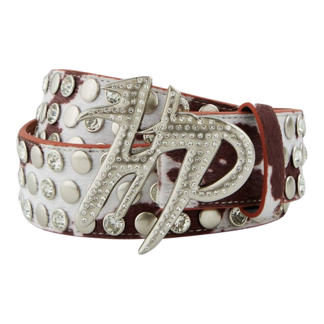 HP - COW PRINT HP BELT - CREAM BROWN