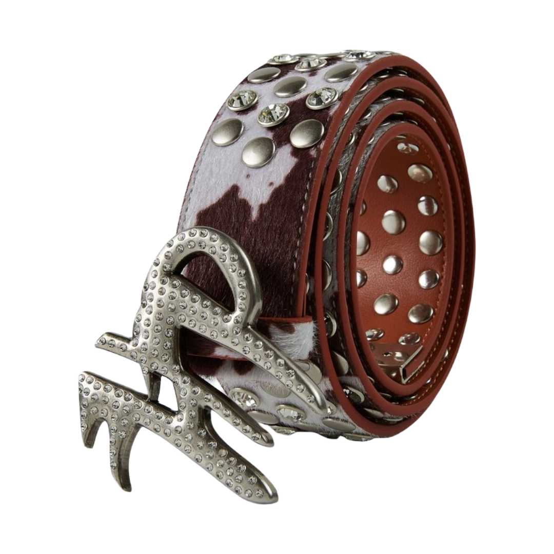 HP - COW PRINT HP BELT - CREAM BROWN