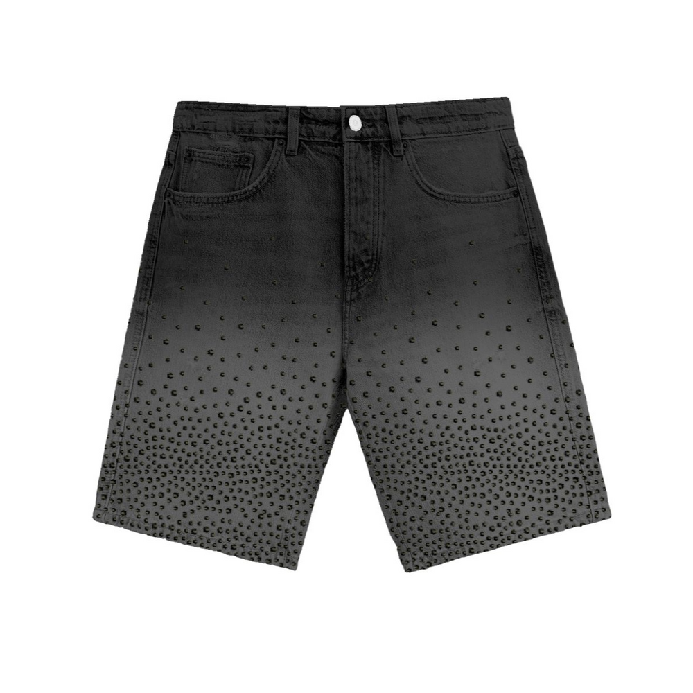 AS "SOLOMON" RHINESTONE JORTS (BLACK)
