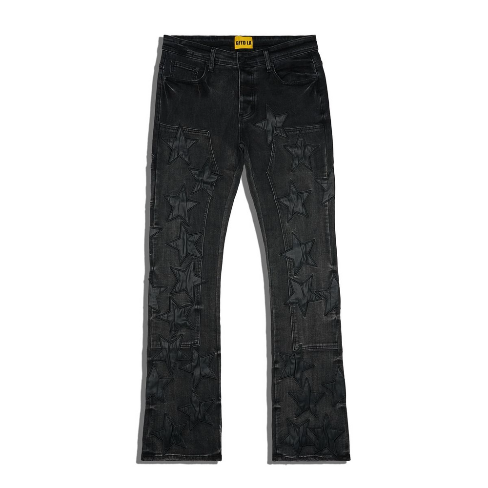 GFTD "SUPER STAR" STACKED JEANS (BLACK)