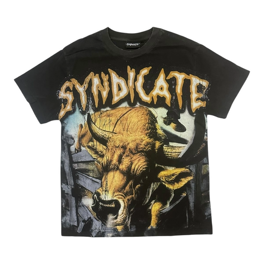 SYNDICATE "BULL" TEE (BLACK WASH)