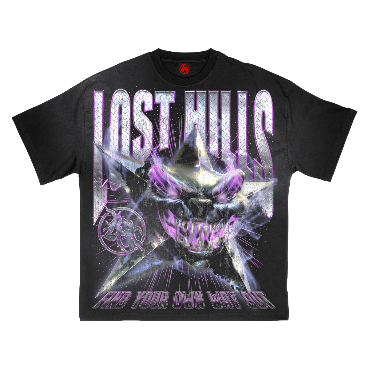 LOST HILLS "LH5005" TEE (BLACK WASH)