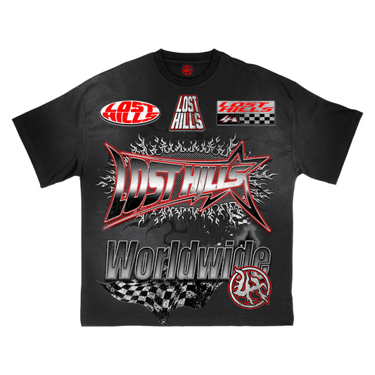LOST HILLS "LH5009" TEE (BLACK WASH)