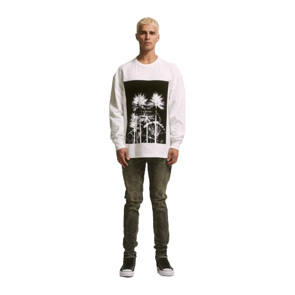 PURPLE BRAND P001 WASHED BLACK TIE ACID