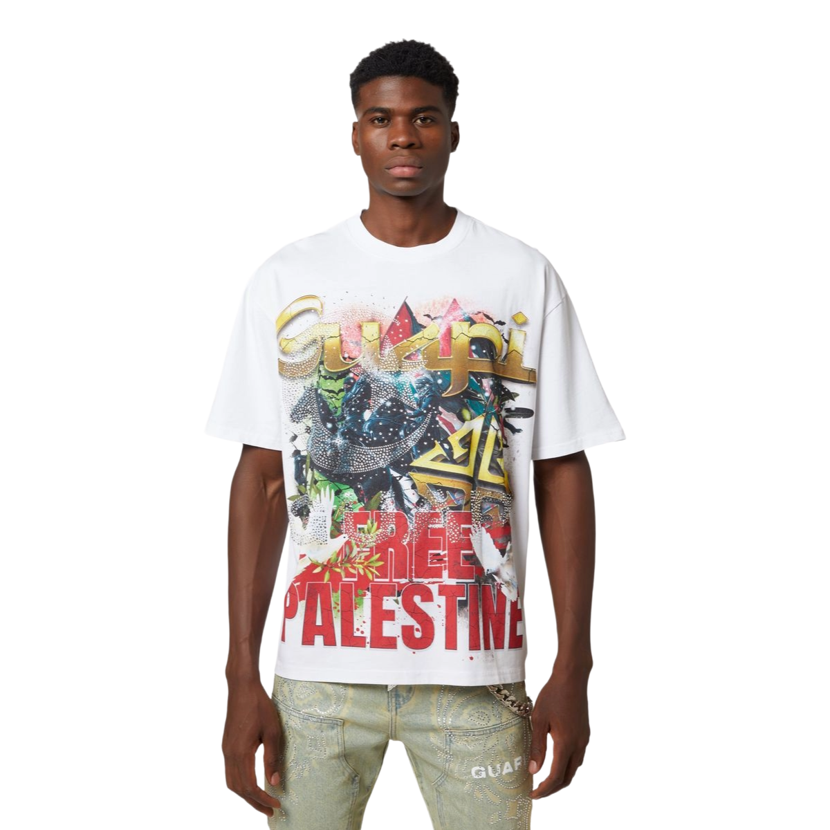 GUAPI WHITE FREE PALESTINE TEE